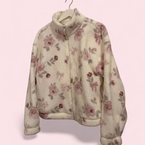 Gilly Hicks Cream and Pink Floral Teddy Jacket